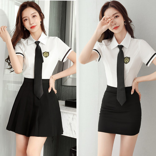 足浴技师工作服女KTV酒店百褶裙