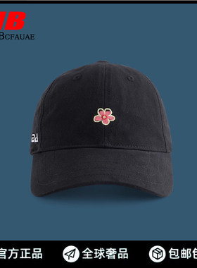 New Bcfauae NB官网正品小花朵棒球帽女美式弯檐宽帽檐圆脸鸭舌帽