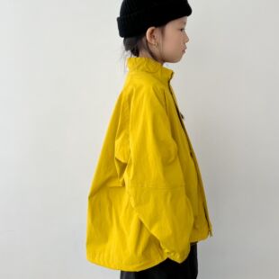 miniwhy亲子童装 25秋冬 弹性尼龙格纹摇粒绒宽松风衣保暖夹克