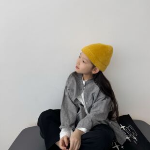 外套 灰调立领衬衫 25秋 工艺优秀色织棉麻日式 miniwhy亲子童装