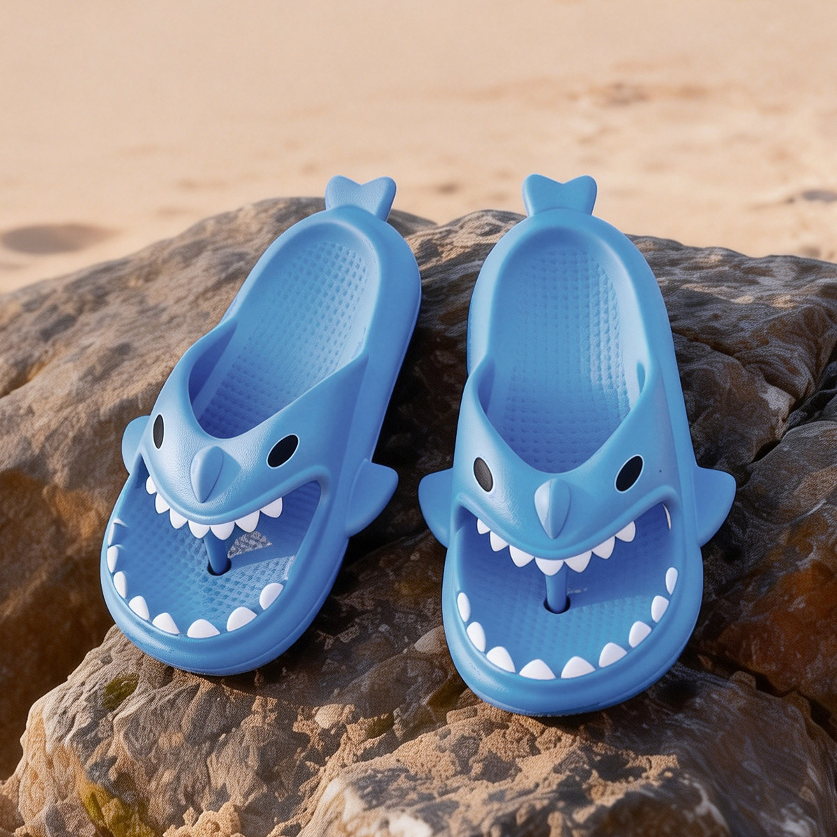 鲨鱼人字拖鞋夏季男童卡通室内浴室内软底防滑儿童夹脚沙滩凉拖鞋