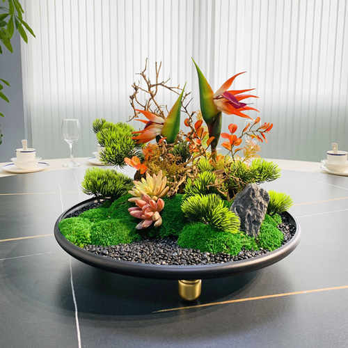 微景观酒店餐桌新中式餐桌摆件