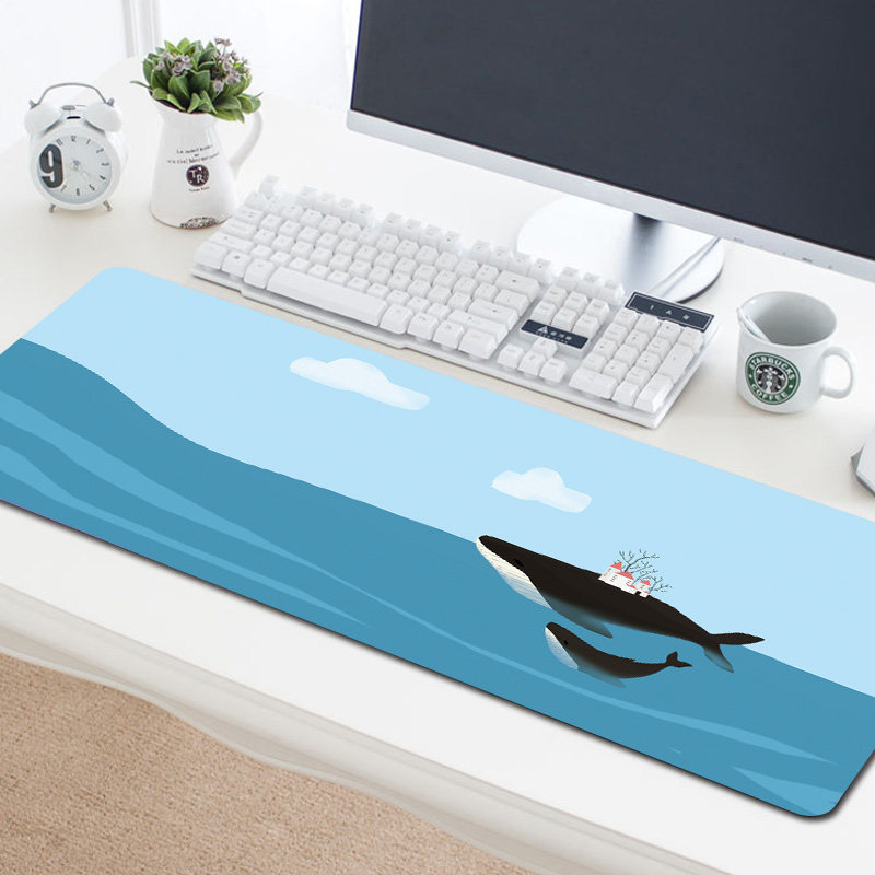 超大鼠标垫男女定制键盘垫桌垫卡通可爱超大号加厚锁边 电脑办公