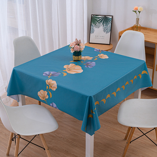 北欧 轻奢桌布防水防油免洗PVC餐桌垫正方形布艺茶几布台布高级感