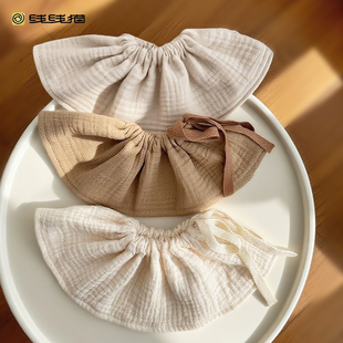 新生儿口水巾纱布a类可爱ins风红色女宝围嘴360度加大围嘴加宽