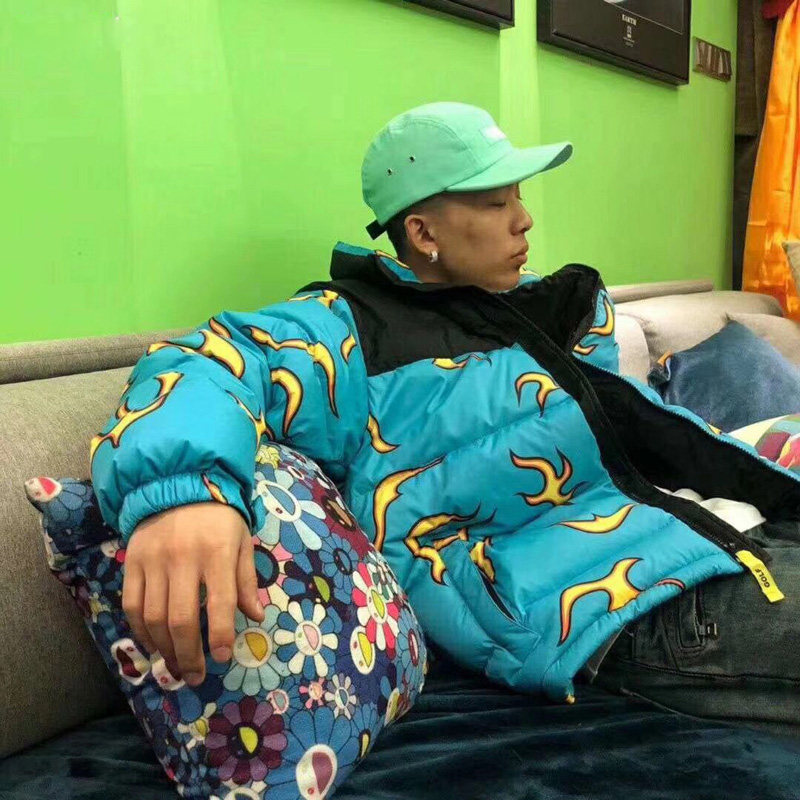 GOLF WANG 蓝色火焰棉衣 羽绒棉服ins火爆情侣款冬季加厚棉外套|ruв категории Мужская одежда, хлопок - от Buy2taobao.com для оказания профессиональной услуги покупки агента Taobao