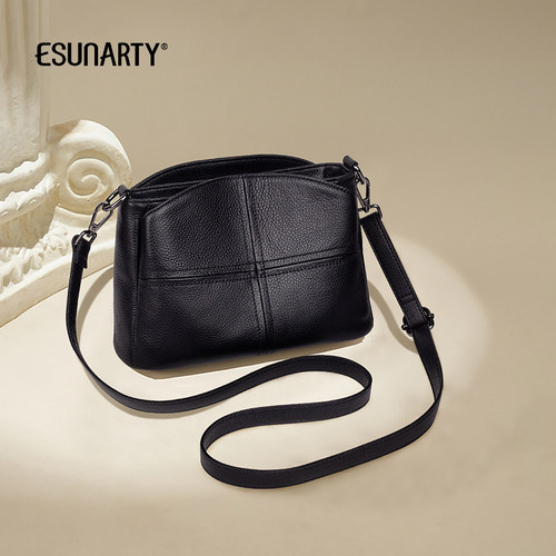 esunarty真皮水桶包女斜挎包