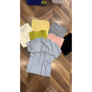 纯色百搭气质针织短袖 3.15姗姗推荐 韩版 新款 上衣55193 2026春季