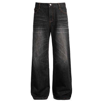 洗水猫须原牛立体抓痕百搭牛仔裤