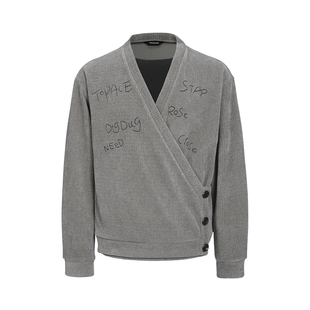 TZ killer V-neckHoodie条纹刺绣V领卫衣 层次感拼接宽松长袖上衣