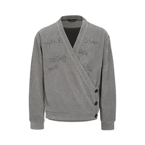 TZ killer V-neckHoodie条纹刺绣V领卫衣 层次感拼接宽松长袖上衣