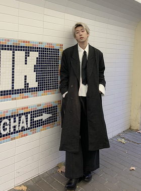 【TZ killer】OVERCOAT长款灰色宽松垫肩廓形羊毛大衣外套