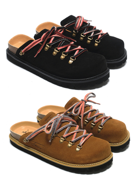 TZ killer 高丝光牛反绒勃肯鞋半拖 彩色鞋带拖鞋 通勤包头穆勒鞋