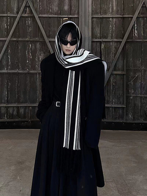 冬季条纹复古流苏围巾