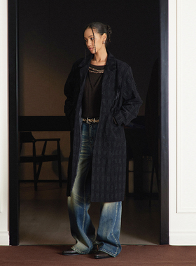 【TZ killer】TEAR OVERCOAT撕裂条纹大衣 黑白条纹长款外套上衣