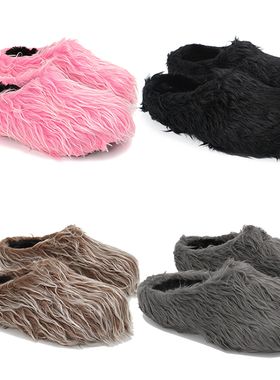 【TZ killer】Plush毛绒流苏厚底彩色通勤增高拖鞋男女秋冬套脚鞋