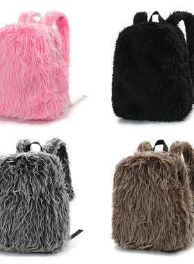 【TZ killer】特价限时优惠 毛绒流苏双肩背包 男女同款通勤书包