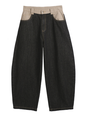 TZ killer LayeredSplicing 层次拼接撞色弯刀原牛宽松百搭牛仔裤