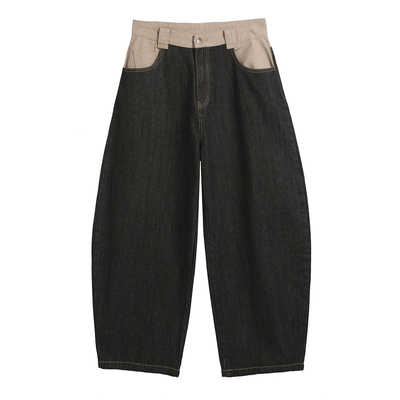 TZ killer LayeredSplicing 层次拼接撞色弯刀原牛宽松百搭牛仔裤