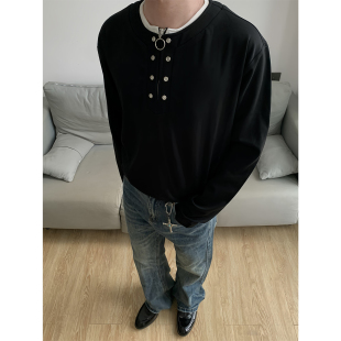 【TZ killer】Contrast撞色层次感领口拉链上衣 宽松百搭多色长袖