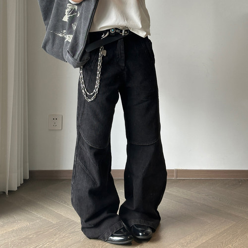 TZ killer Pleated Tiered Jeans肌理颗粒感面料褶皱层次感牛仔裤