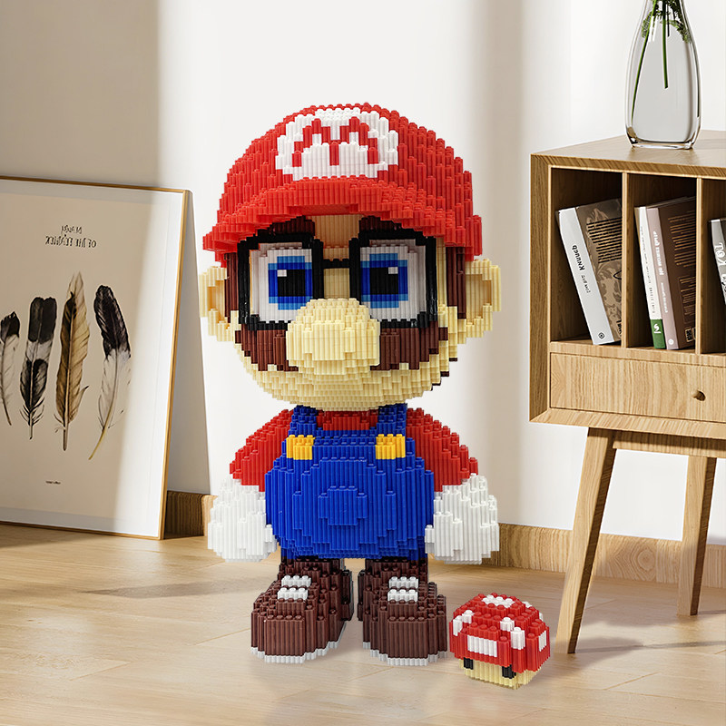 蘑菇马里奥积木小颗粒益智拼装成人版玩具超级玛丽拼图儿童礼物