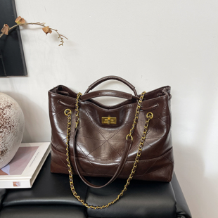 小香风包包女式2026新款超火复古菱格链条托特包高级感单肩斜挎包