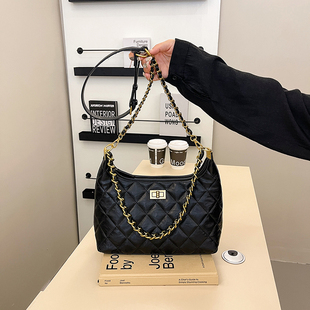 今年流行爆款包包女2025新款高级感菱格链条托特包百搭单肩斜挎包
