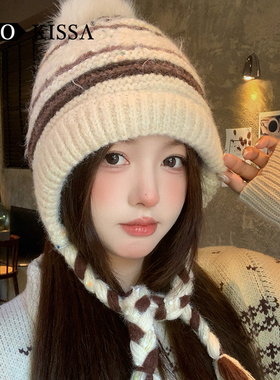 费尔岛风毛线帽女2025新款