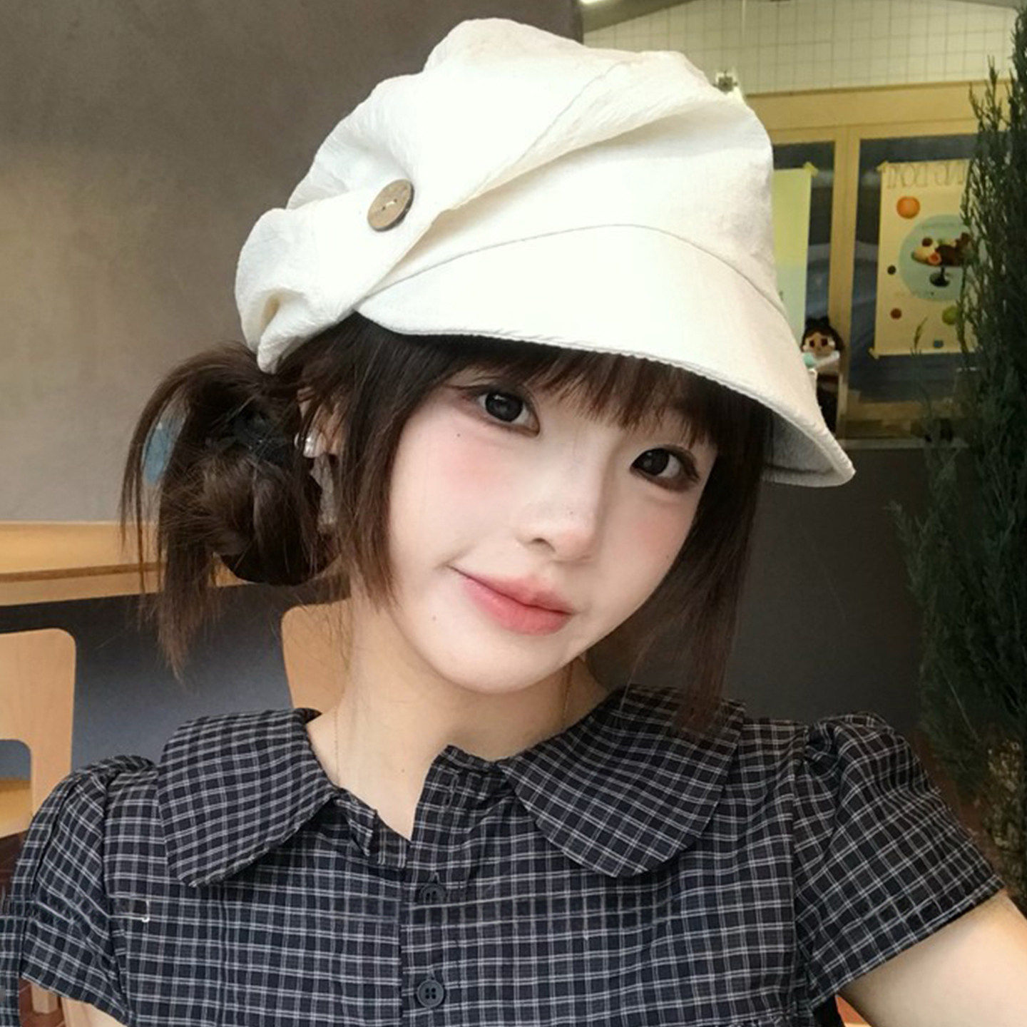 韩系夏季显脸小大头围八角帽