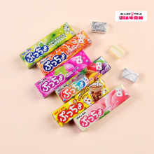 日本进口UHA悠哈普超果汁夹心软糖条装葡萄白桃味觉糖便携小零食
