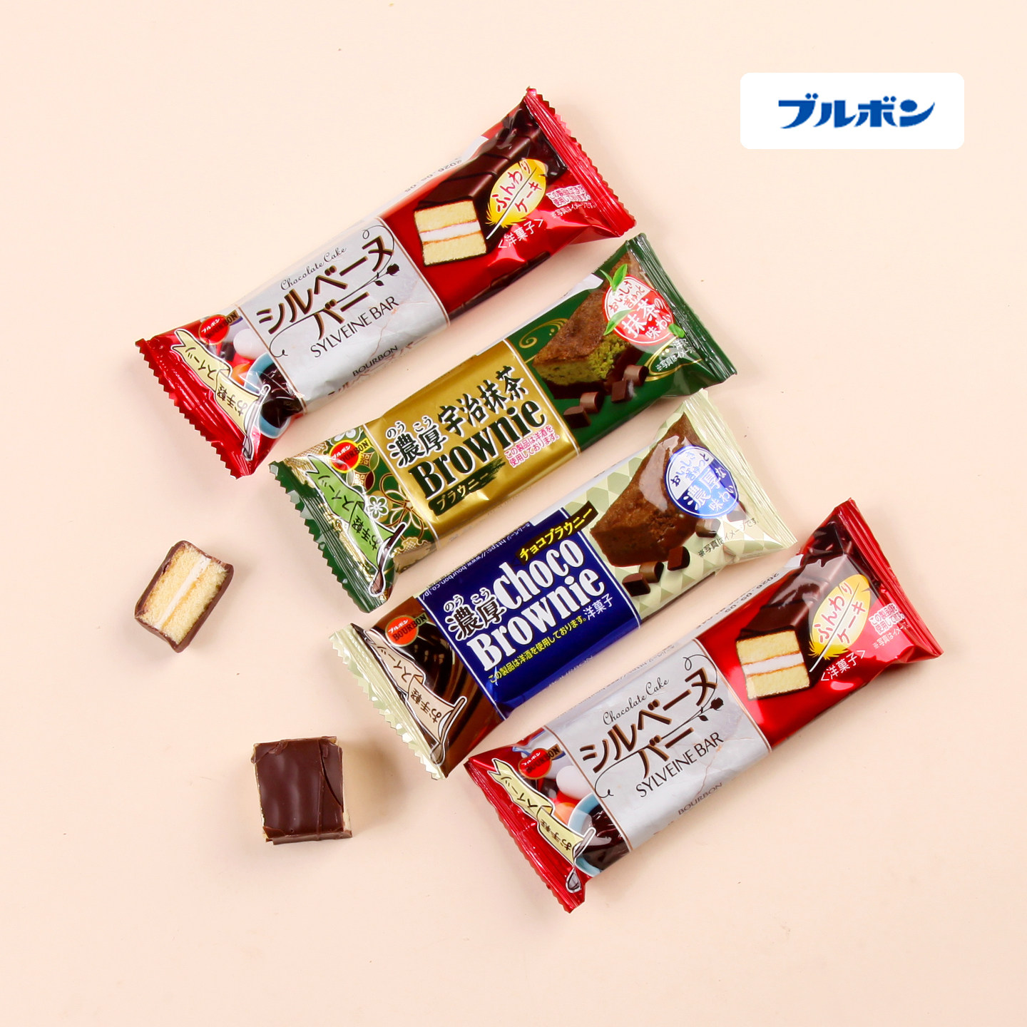 日本进口bourbon布尔本特浓抹茶巧克力布朗尼威化饼干蛋糕零食