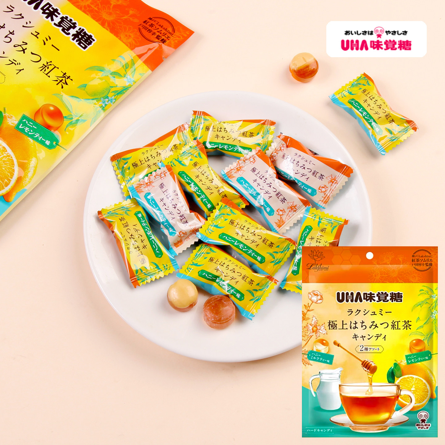 日本进口UHA味觉糖悠哈蜂蜜红茶糖牛奶柠檬水果糖硬糖休闲小零食