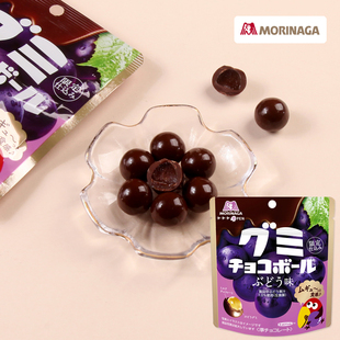 日本进口MORINAGA森永巧克力夹心软糖紫葡萄味QQ橡皮糖休闲小零食