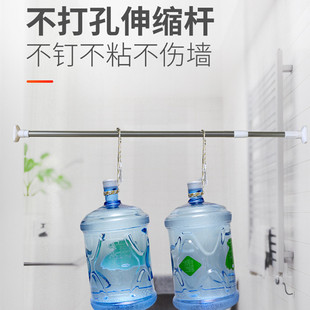 浴室免打孔浴帘杆杆直杆门帘杆撑杆不锈钢晾衣柜伸缩杆支撑