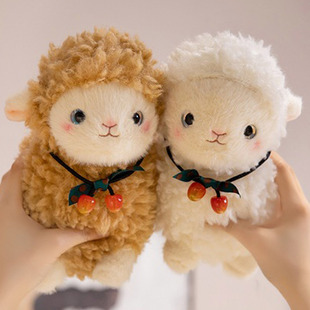 超可爱仿真羊驼毛绒玩偶布娃娃棕色小羊毛绒玩具公仔可爱抱枕摆件