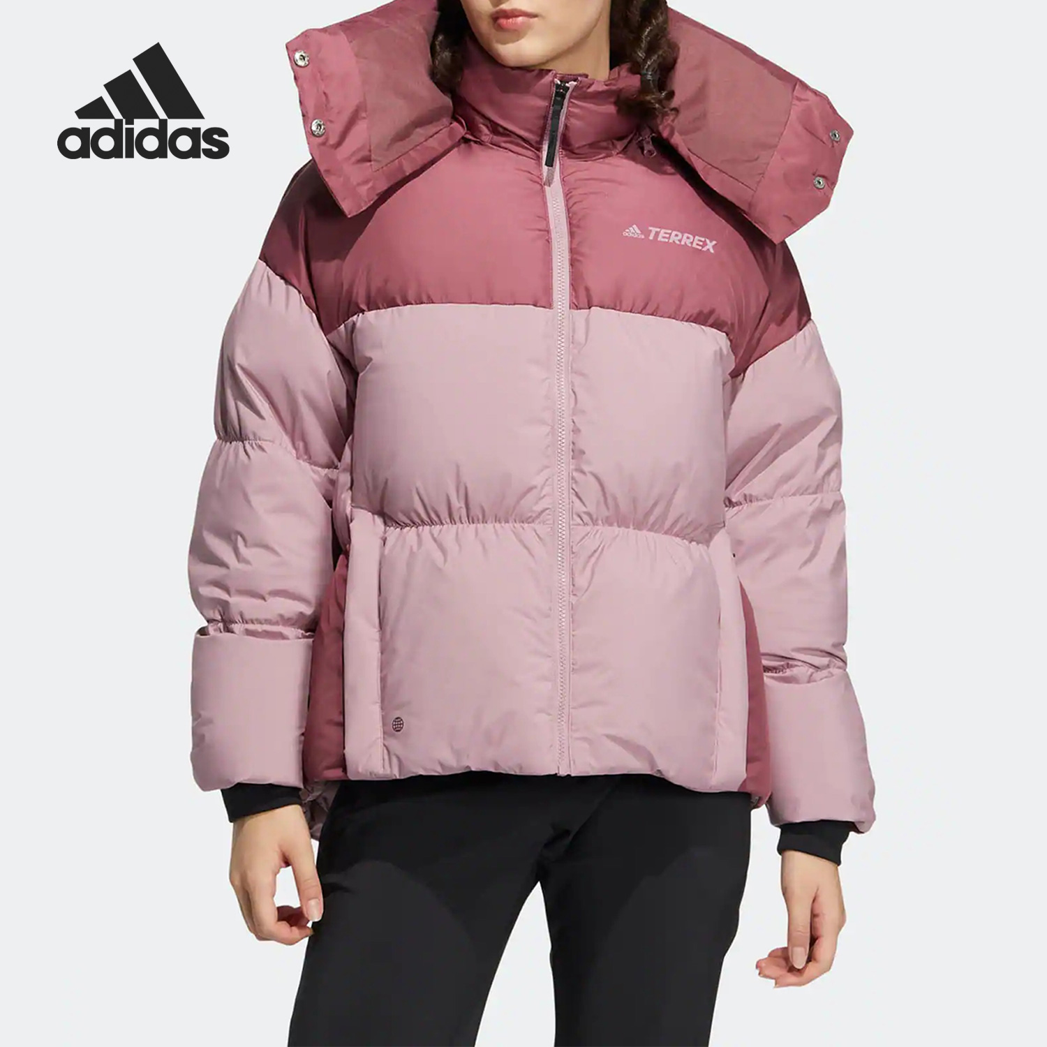 阿迪达斯女子印花Logo运动羽绒服