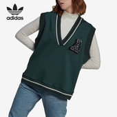 女子V领复古运动透气针织背心马甲IA8323 新款 Adidas 阿迪达斯正品