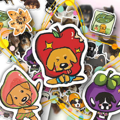 160张骏良狗狗贴纸ins卡通骏良和他的朋友们萌宠周边diy手账贴画