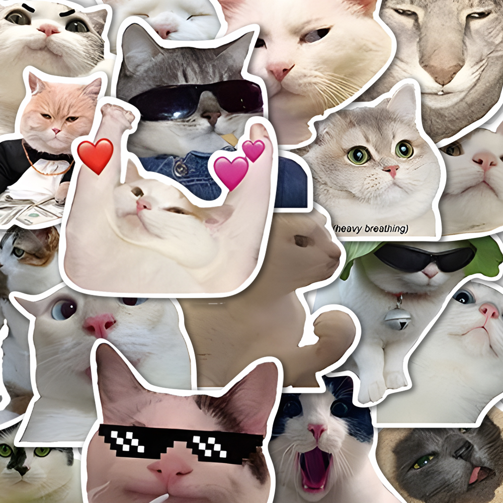 50张ins风可爱小狗猫咪表情包贴纸网红爆款笔记本电脑手账贴画