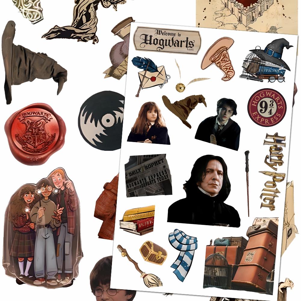 新款HP学院拼贴纸哈利波特霍格沃茨斯莱特林拉文克劳手账素材贴画