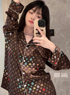 美拉德老花轻奢高级感睡衣女冰丝