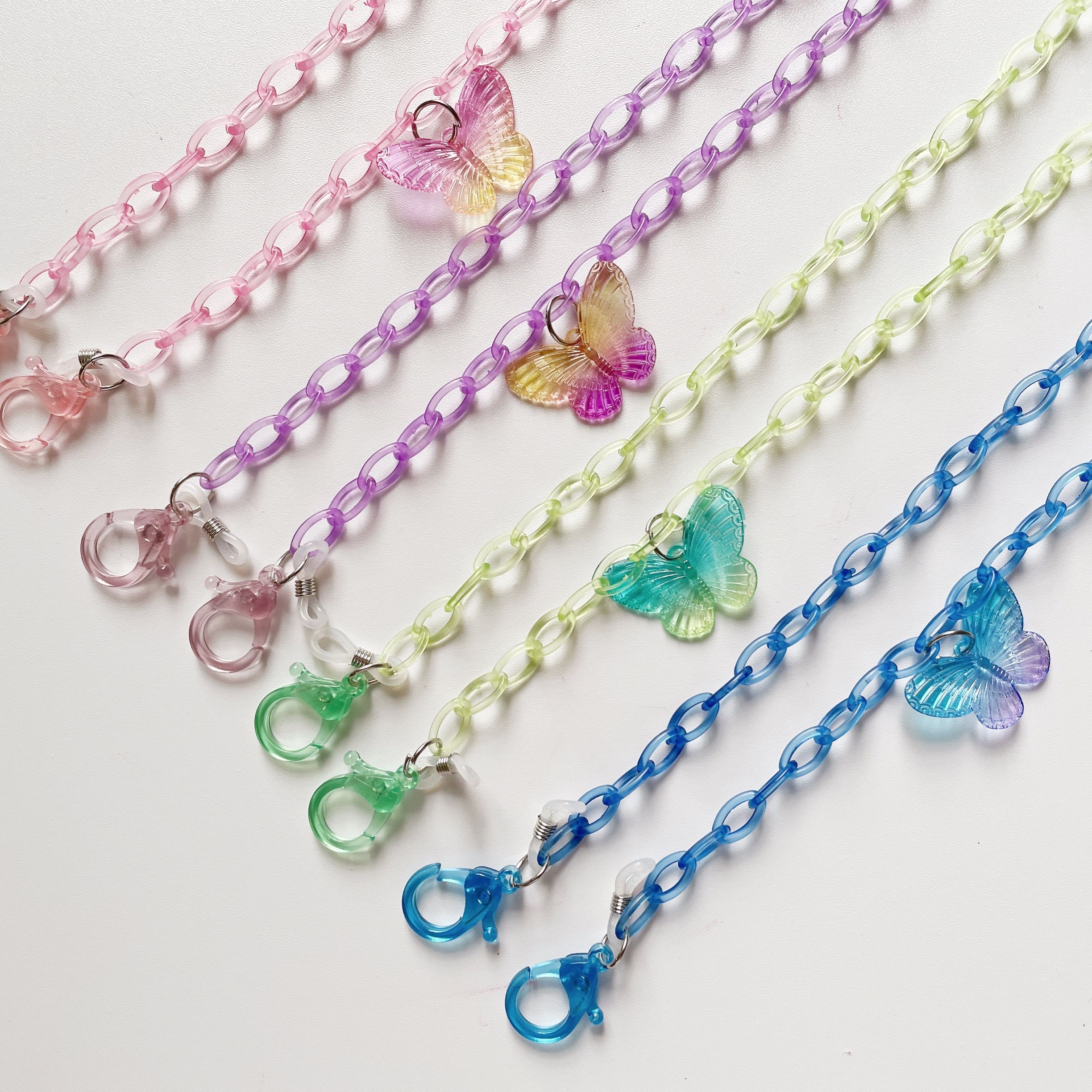 透明亚克力彩色蝴蝶链项链口罩