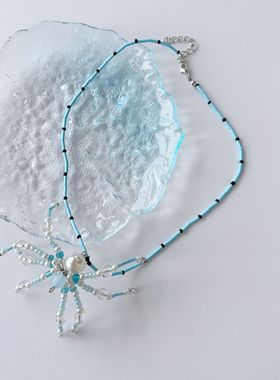 设计感时尚薄荷蓝小众项链