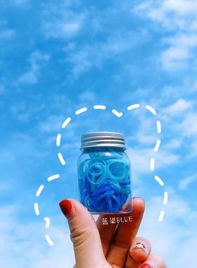 蓝染自制原创糖果渐变一次性皮筋紫色粉色渐变黑色胶圈橡皮筋