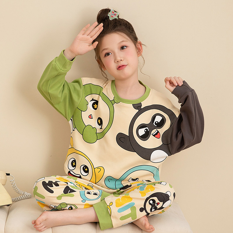 儿童睡衣女童秋夏长袖纯棉女孩宝宝中大童薄款套装12-15岁家居服