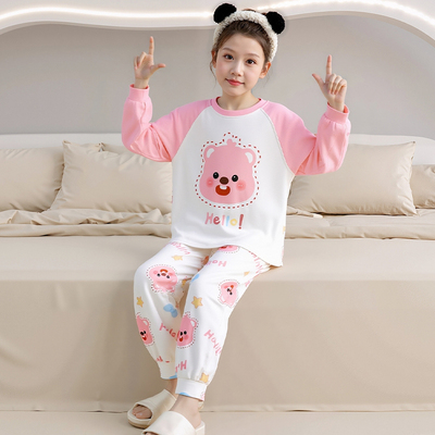 loopy睡衣女童秋季大童纯棉薄款长袖2025新款儿童女孩家居服冬天