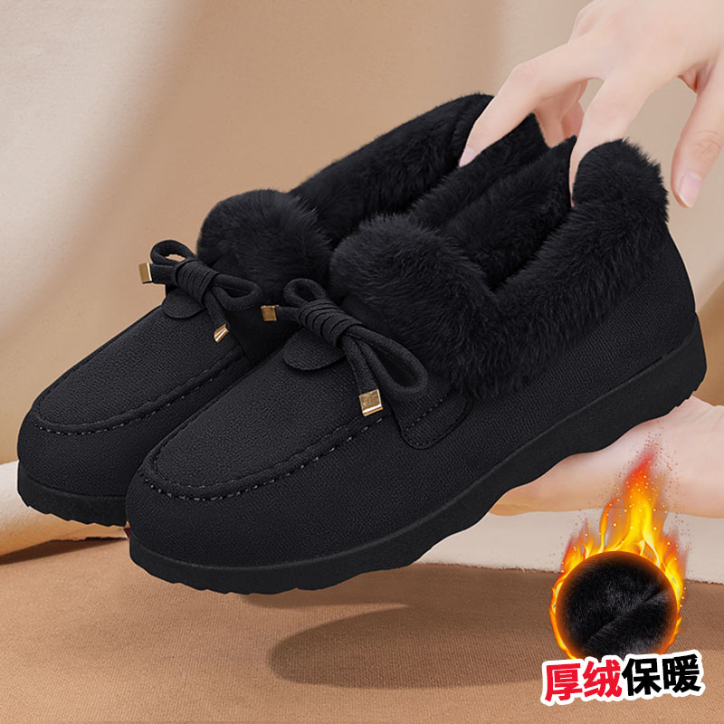 豆豆鞋女加绒保暖冬季耐磨