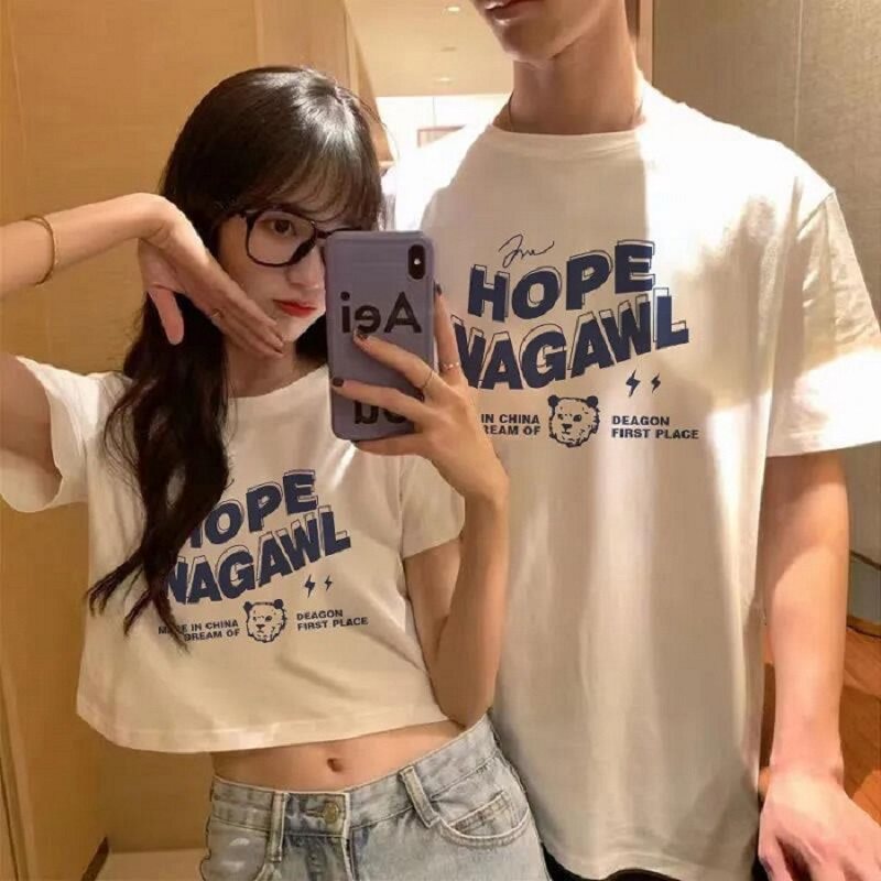 情侣装短袖T恤上衣男女2023年超火潮流韩版ins百搭休闲学生装夏季