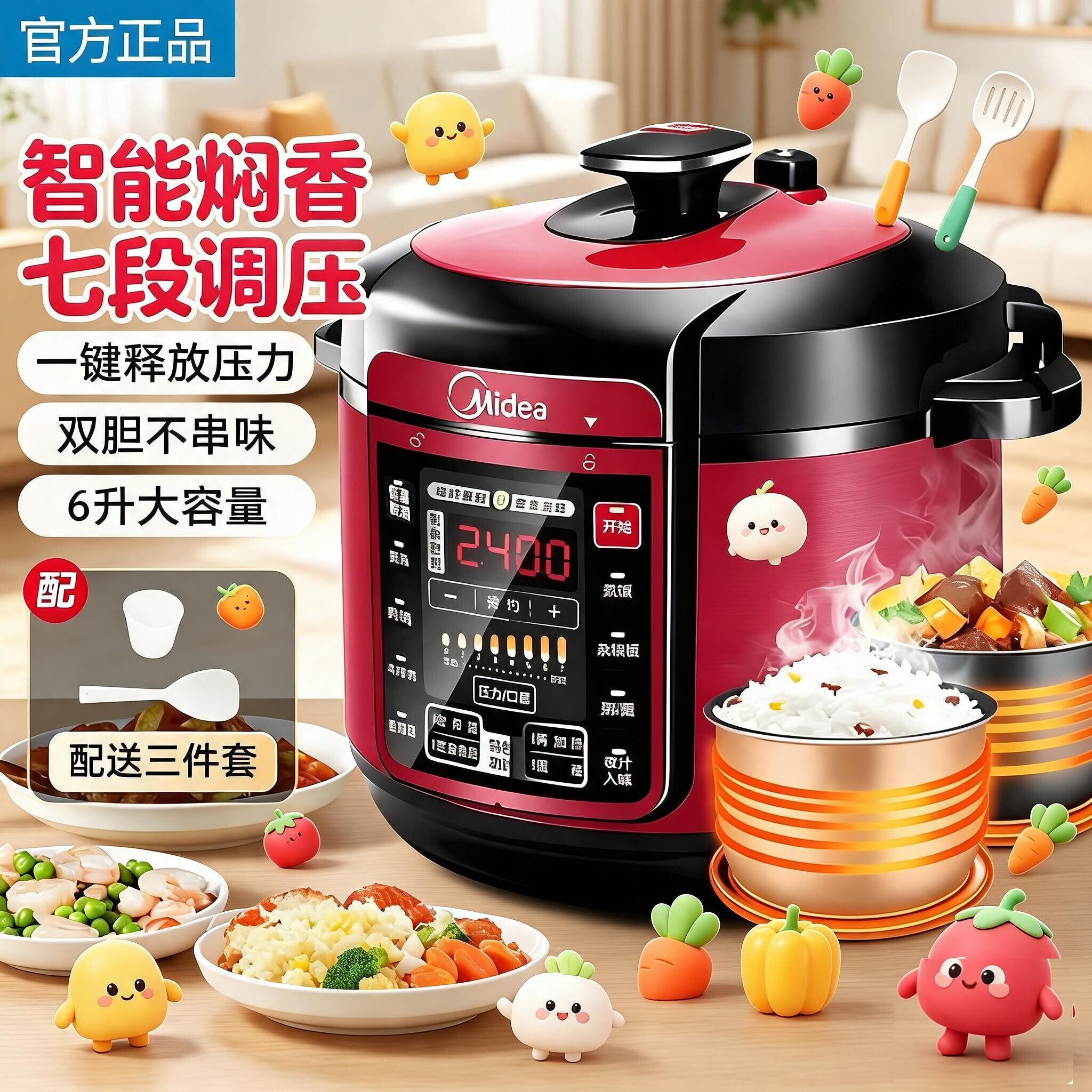 美的6L家用电压力锅正品